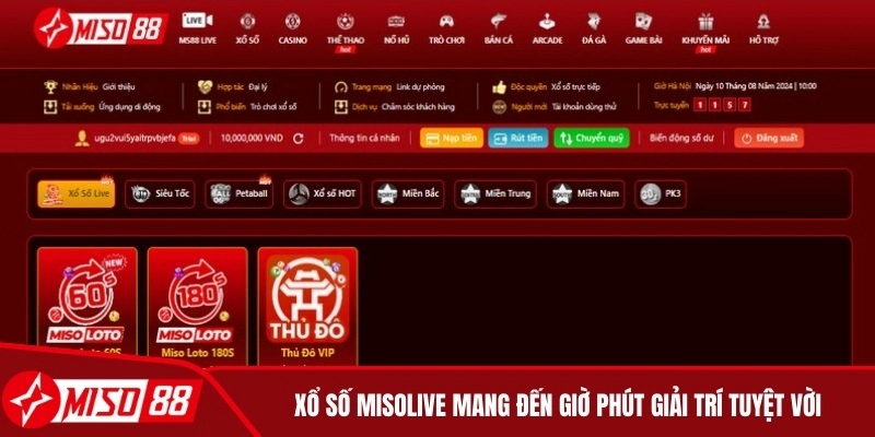 Xổ số MisoLive mang đến giờ phút giải trí tuyệt vời